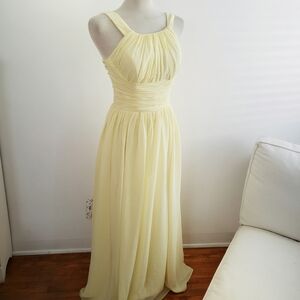 Vintage Formal Gown Greecian Lemon Yellow Fits XS and Maybe Small